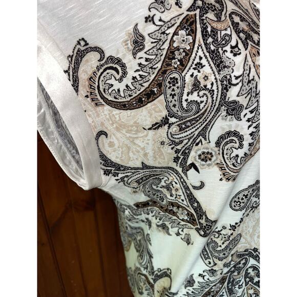 NWT Womens White House Black‎ Market Paisley Print Short Sleeve Tunic Blouse S - Picture 3 of 8